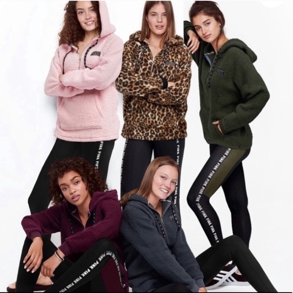 Pink Victoria Secret Sherpa Quarter Zip Hoodie - Picture 3 of 5